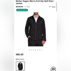 Golf rain suit waterproof Walter Hagen size XL jacket and size L pants in black